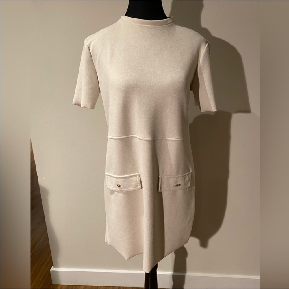 NWOT Dress beige by ZARA simple white size 4